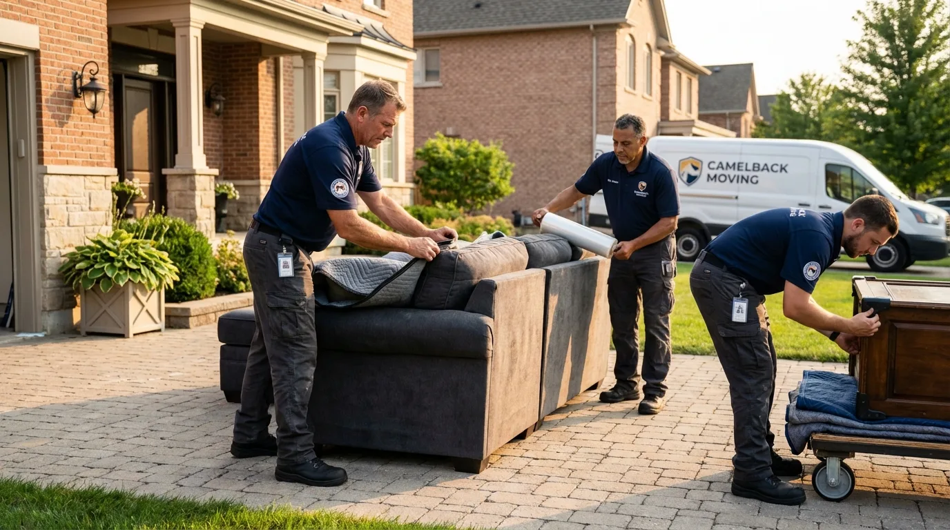 Large estate moving crew wrapping furniture in Montgomery, MN
